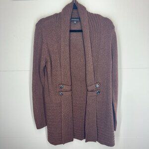 NWOT Fortune + Ivy Raiden Tab Open-front Cardigan Sweater in Chocolate